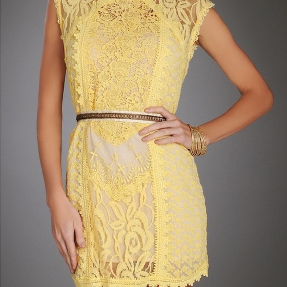 Anthropologie Yellow Sheath Dress with Cap Sleeves for Wedding Guest